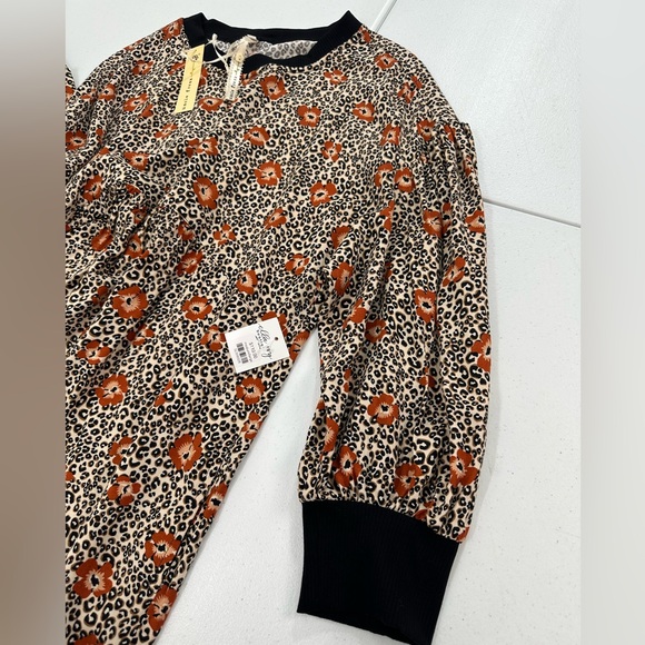 NWT Uncle Frank Floral Leopard Print Tunic Shift Dress Babydoll Boho M/L - Picture 8 of 11